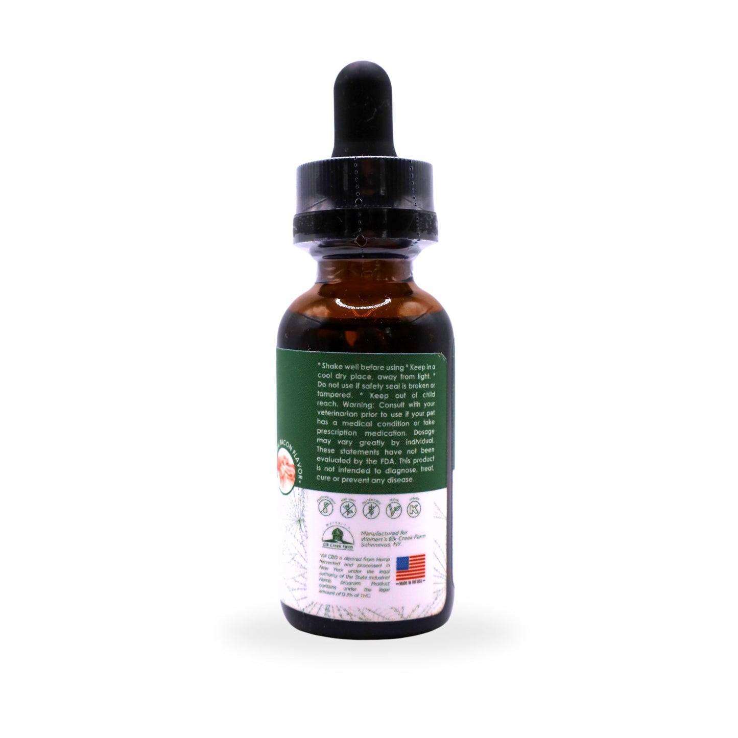 A 500mg tincture of premium Pet CBD sitting on a white background.