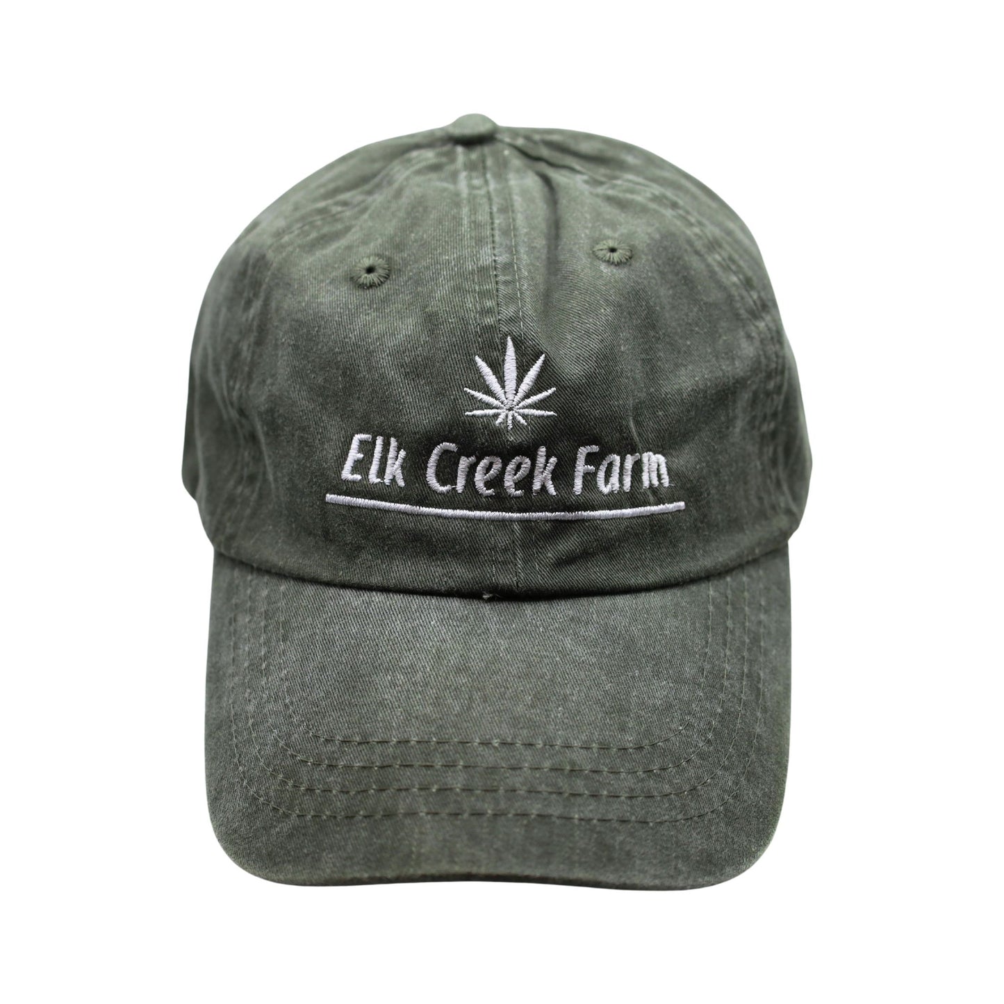 An elk creek farm branded cap.